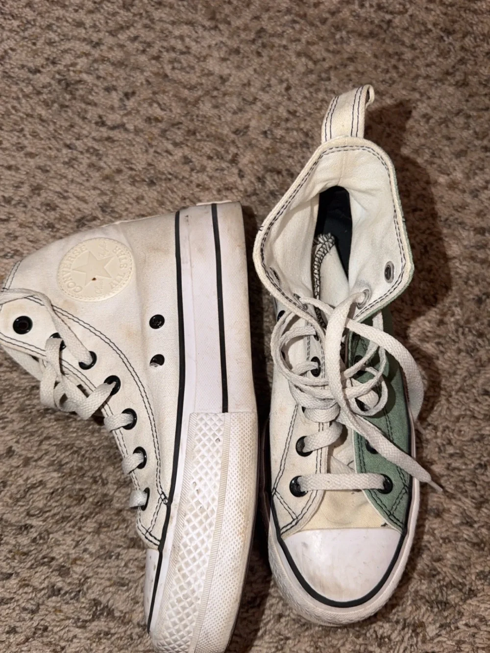 Converse Kids High-Top Sneakers in Green and White